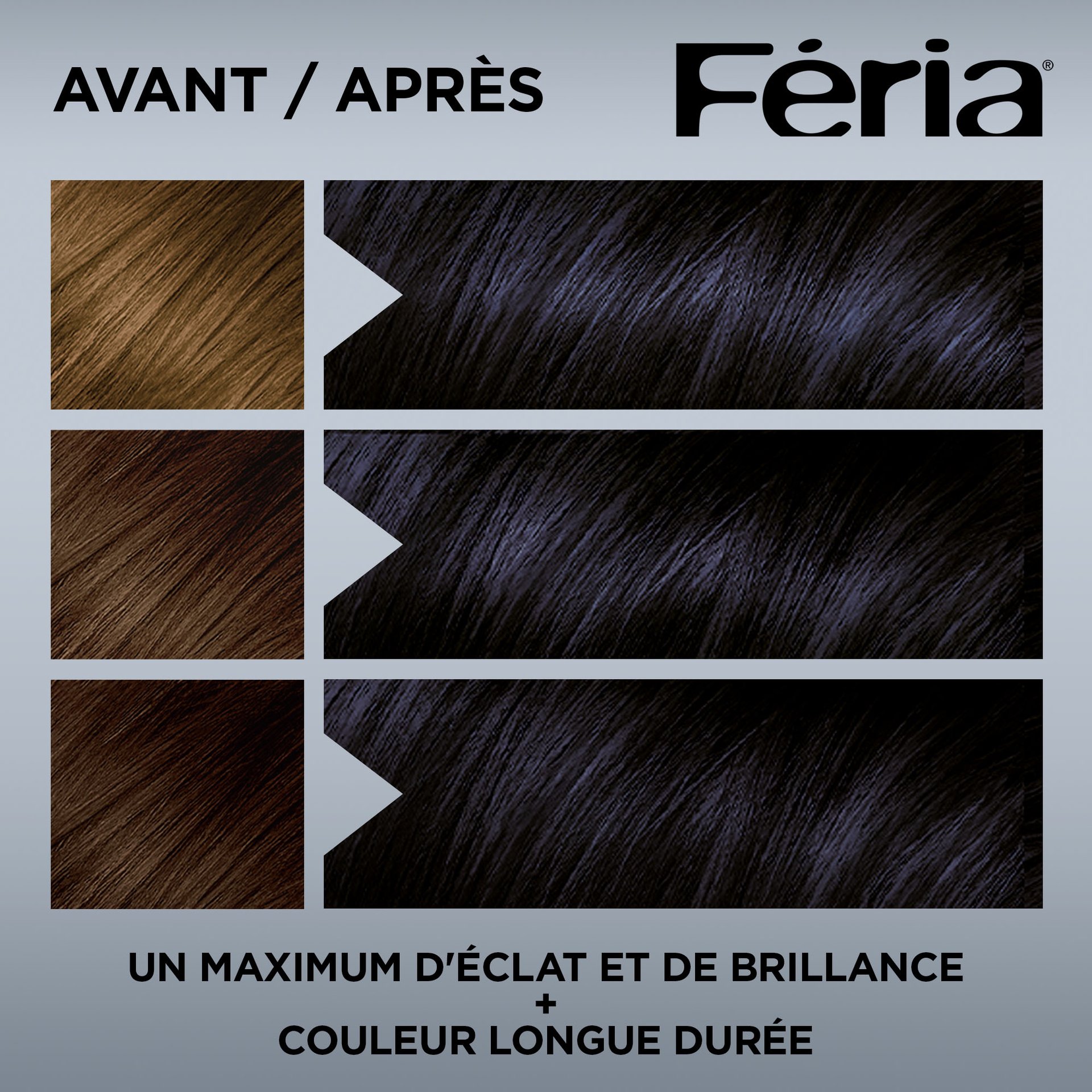 Avant et après la coloration Feria M10 Bleu Riche